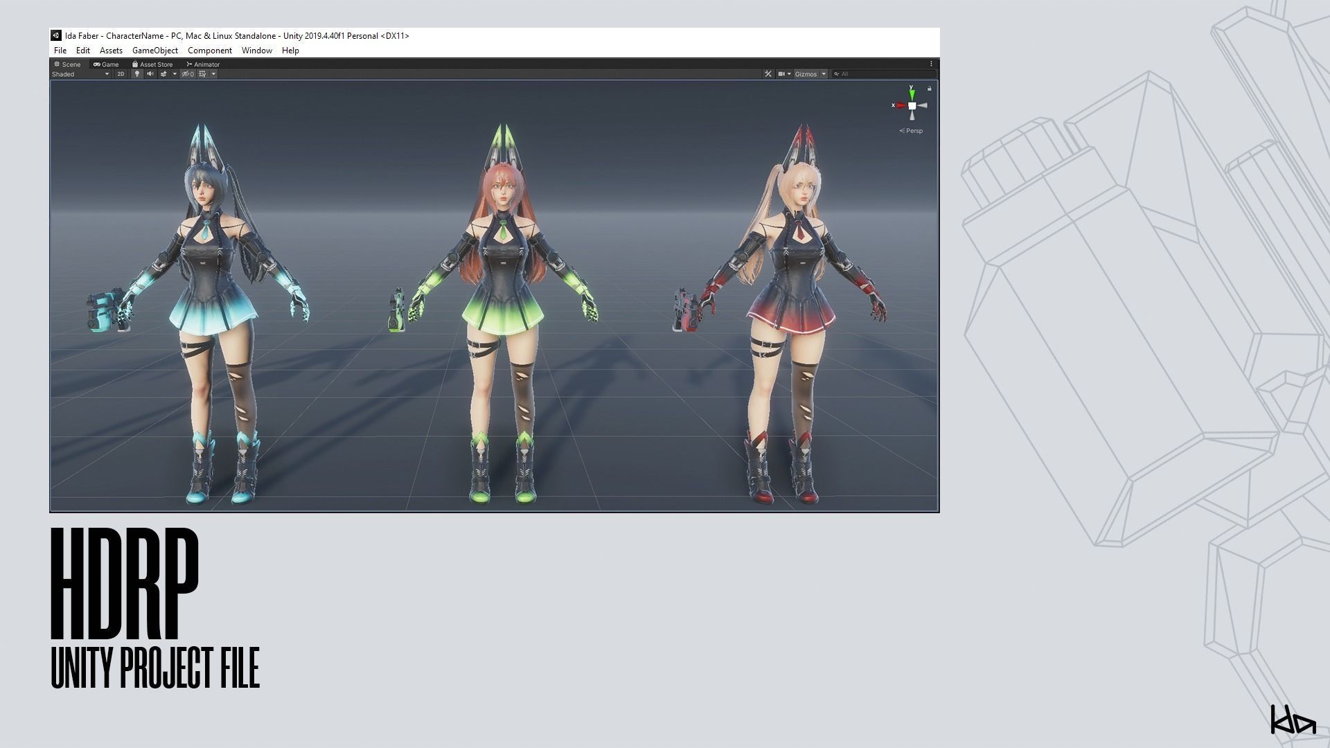Cosmo Bunny Girl - Game-ready Low-poly 3D model_26