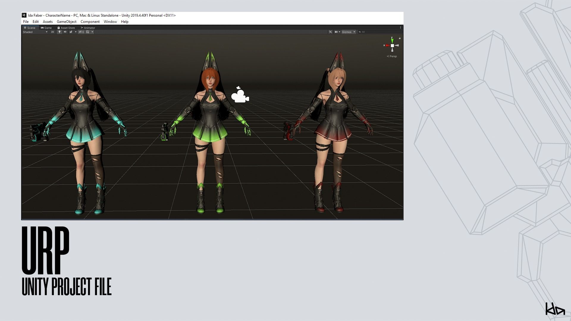Cosmo Bunny Girl - Game-ready Low-poly 3D model_22