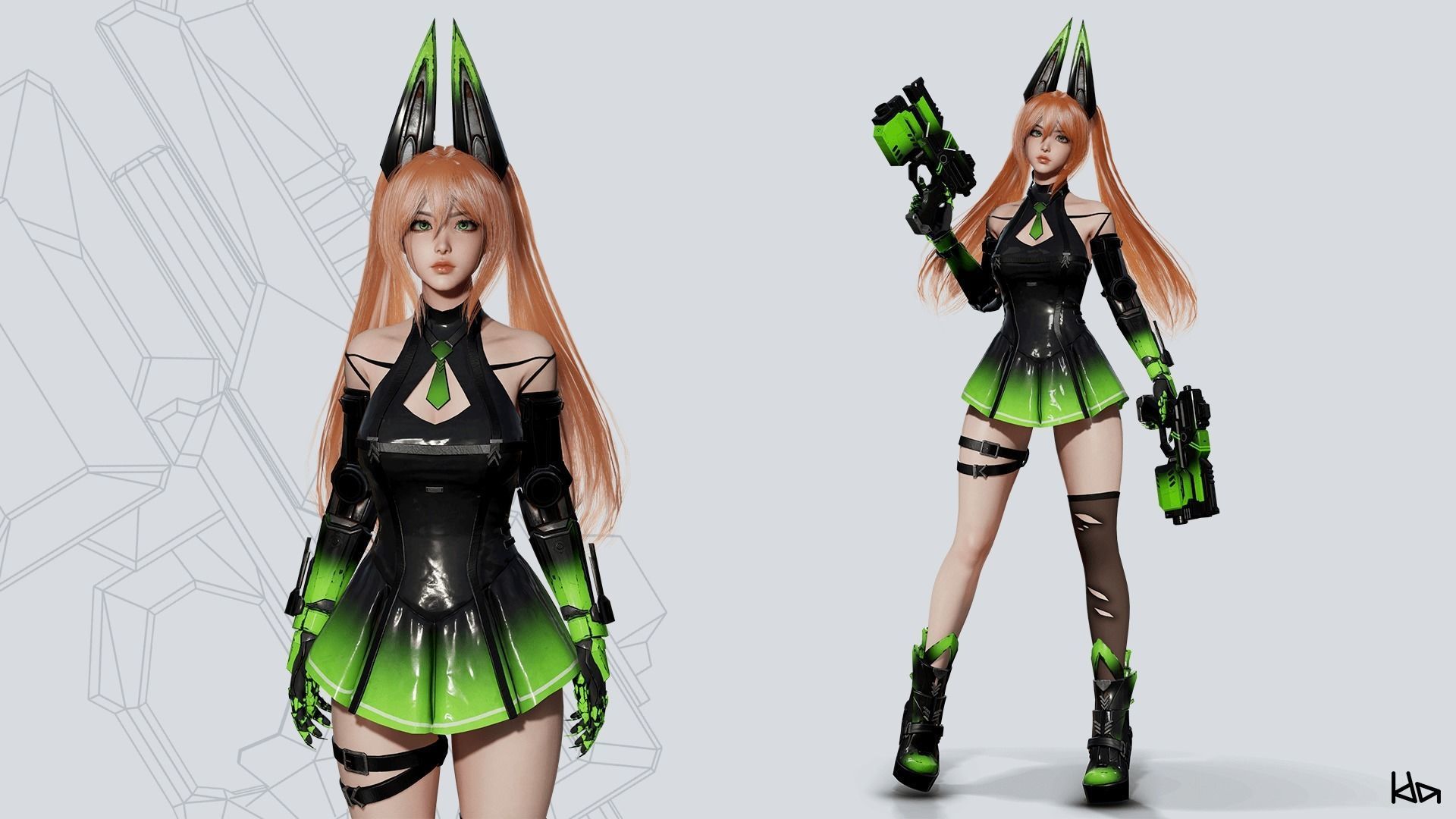 Cosmo Bunny Girl - Game-ready Low-poly 3D model_5