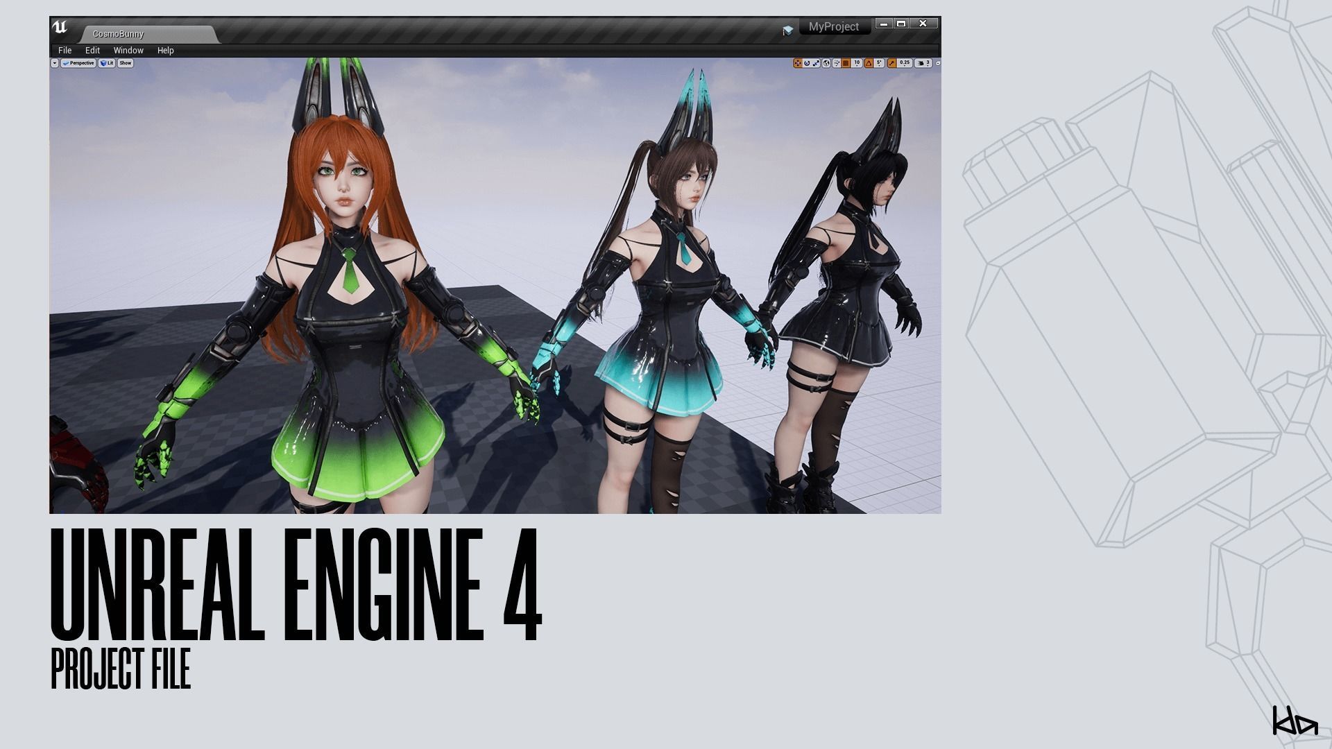 Cosmo Bunny Girl - Game-ready Low-poly 3D model_14