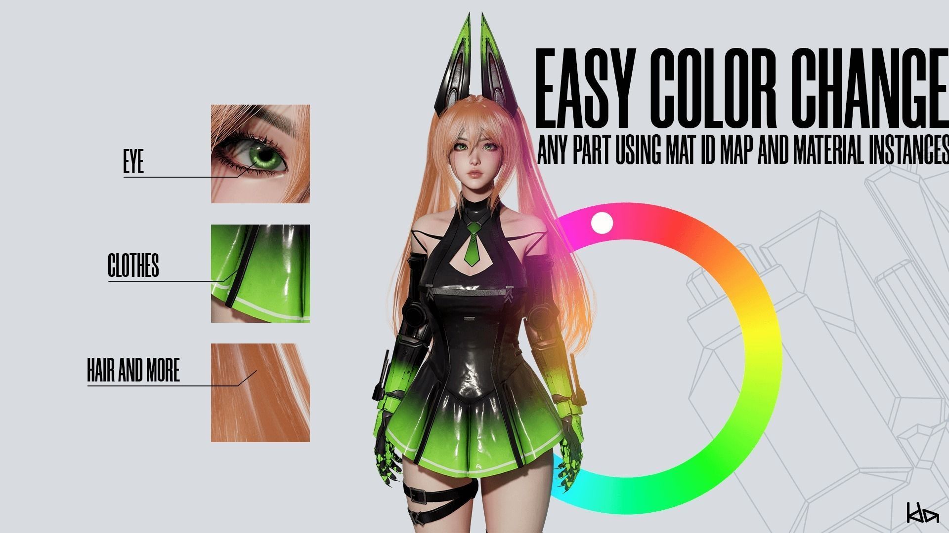 Cosmo Bunny Girl - Game-ready Low-poly 3D model_4