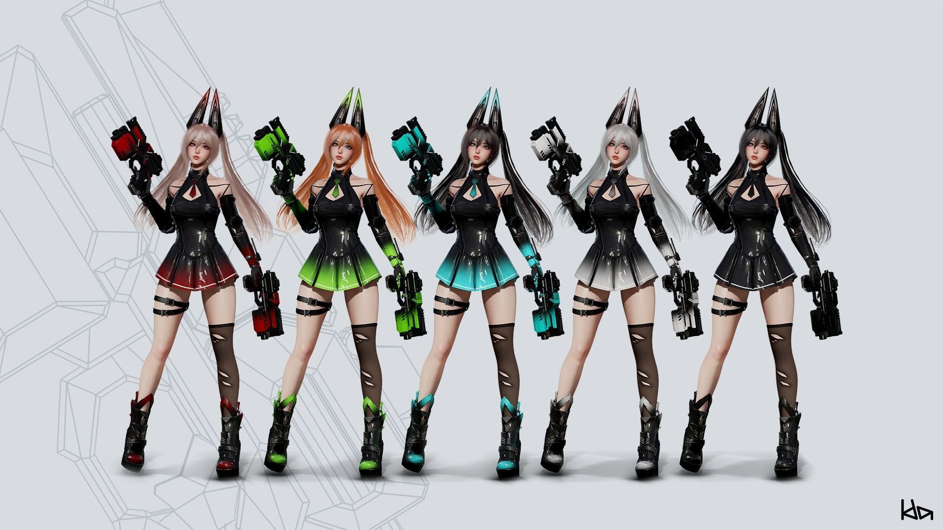 Cosmo Bunny Girl - Game-ready Low-poly 3D model_6