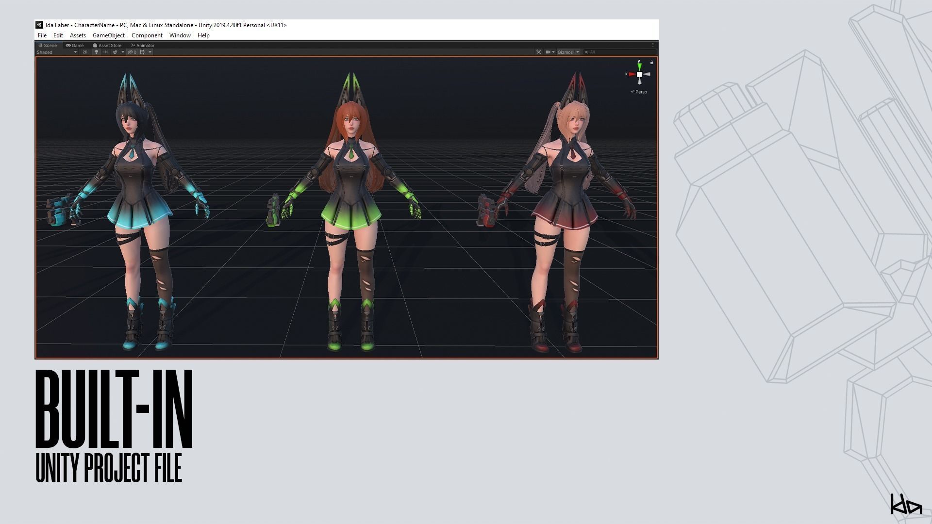 Cosmo Bunny Girl - Game-ready Low-poly 3D model_18