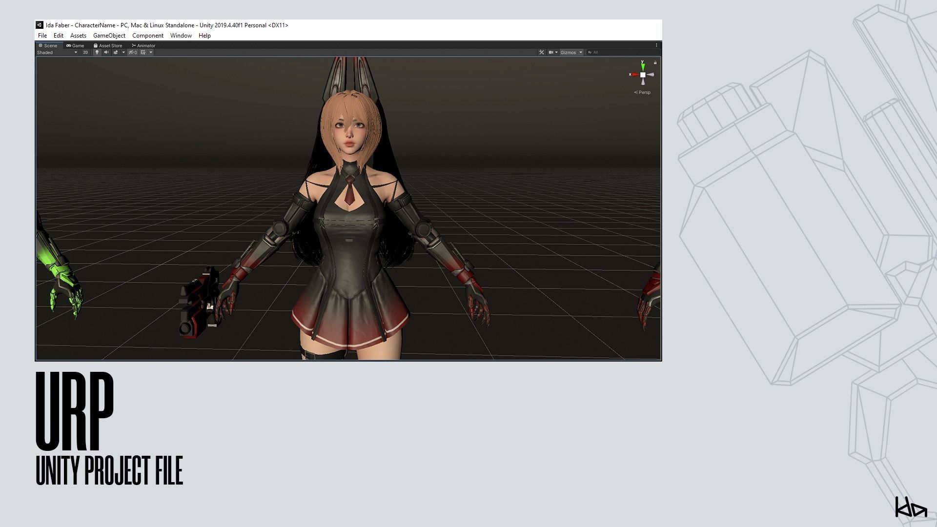Cosmo Bunny Girl - Game-ready Low-poly 3D model_23