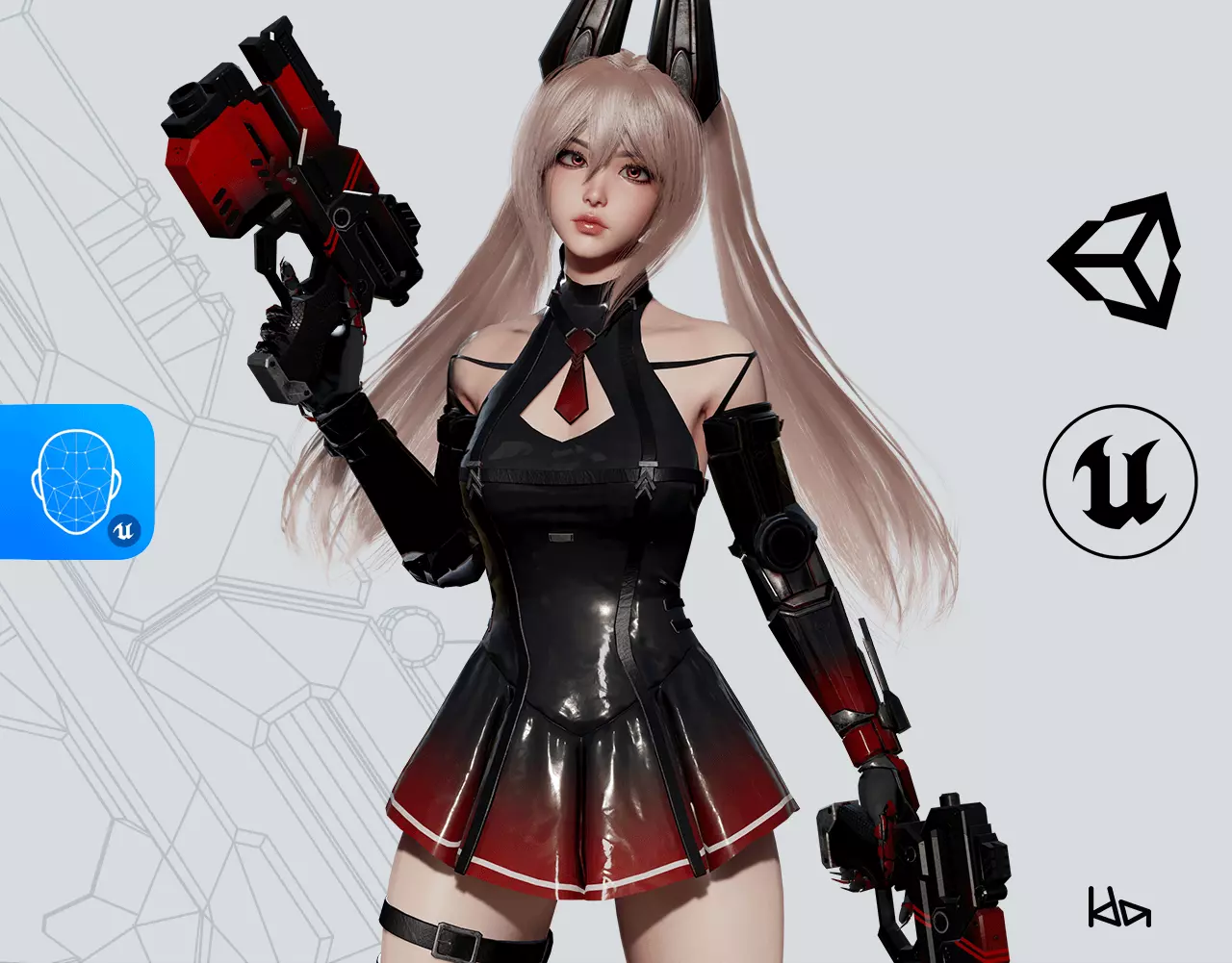 Cosmo Bunny Girl - Game-ready Low-poly 3D model_0
