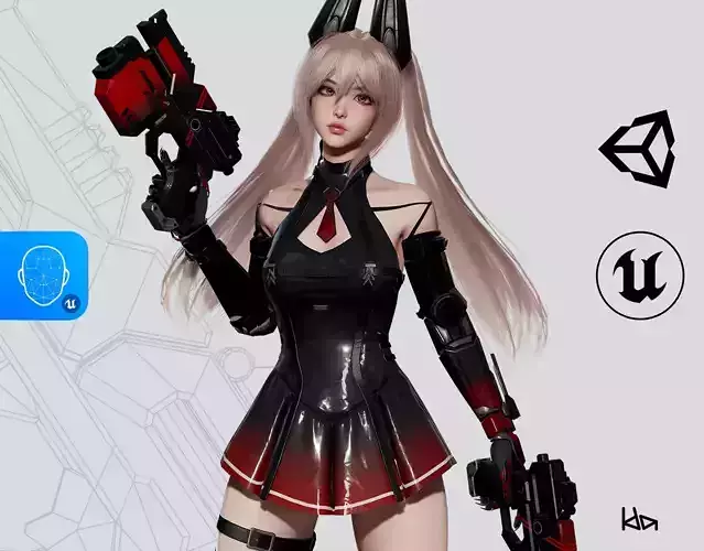 Cosmo Bunny Girl - Game-ready Low-poly 3D model