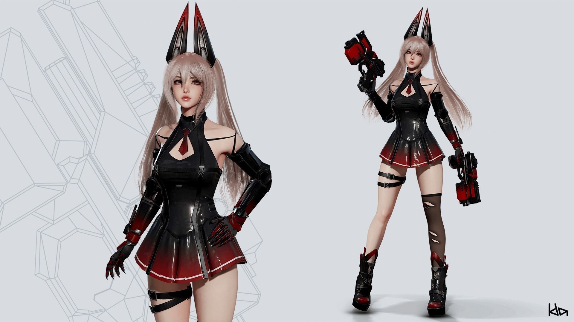 Cosmo Bunny Girl - Game-ready Low-poly 3D model_3