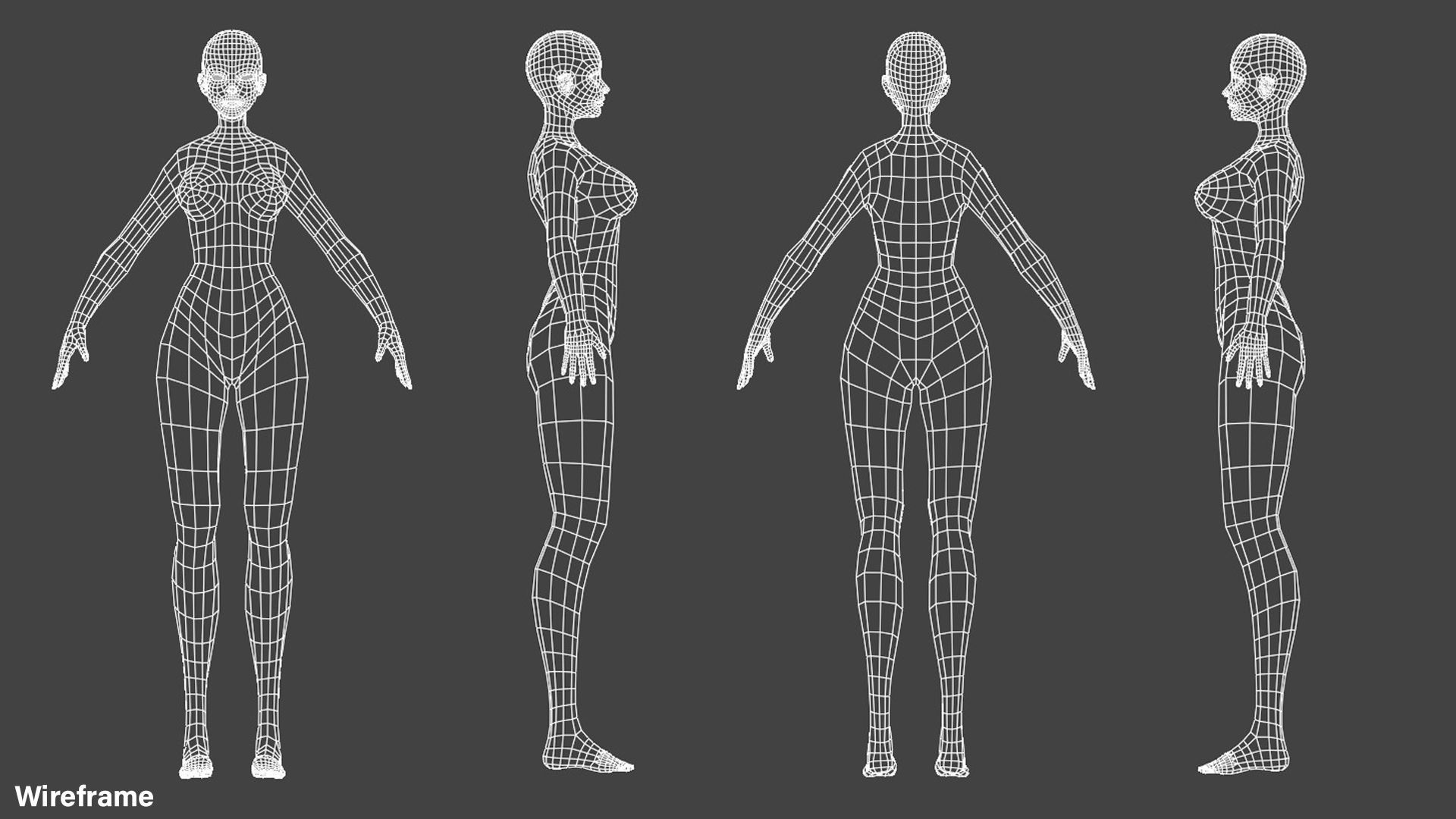 Stylized Female Base Mesh Low-poly 3D model_7