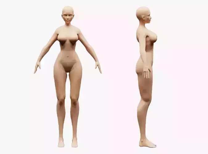 Stylized Female Base Mesh Low-poly 3D model