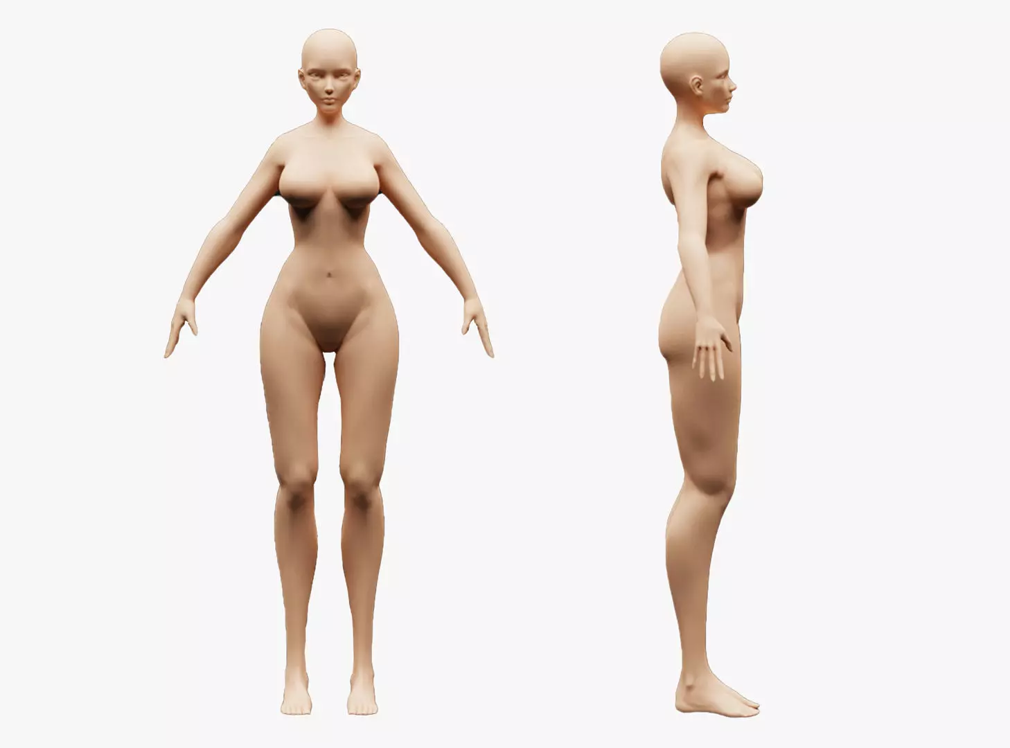 Stylized Female Base Mesh Low-poly 3D model_0