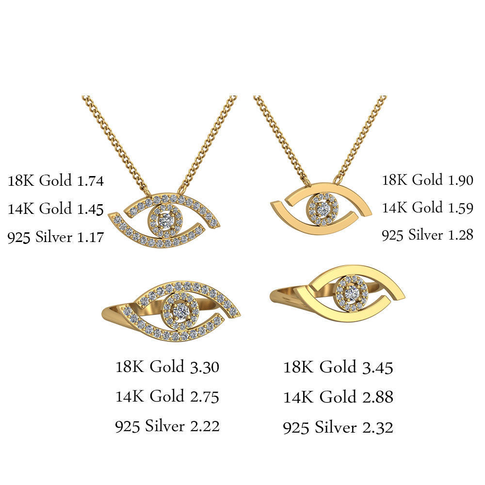 Messika lucky eye ring and pendant collection 3D print model_3