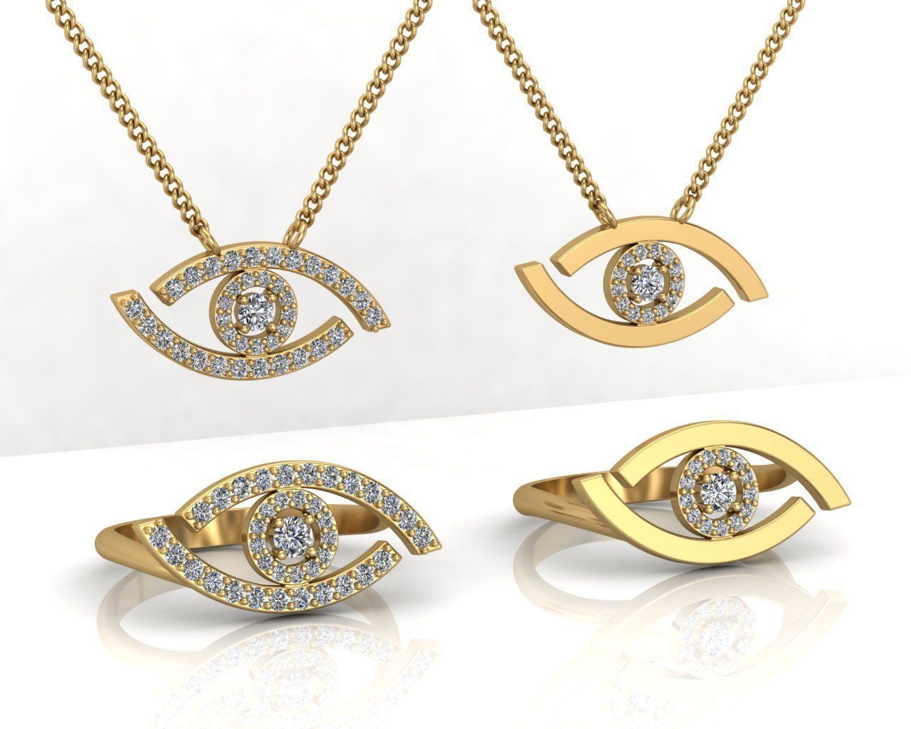 Messika lucky eye ring and pendant collection 3D print model_2