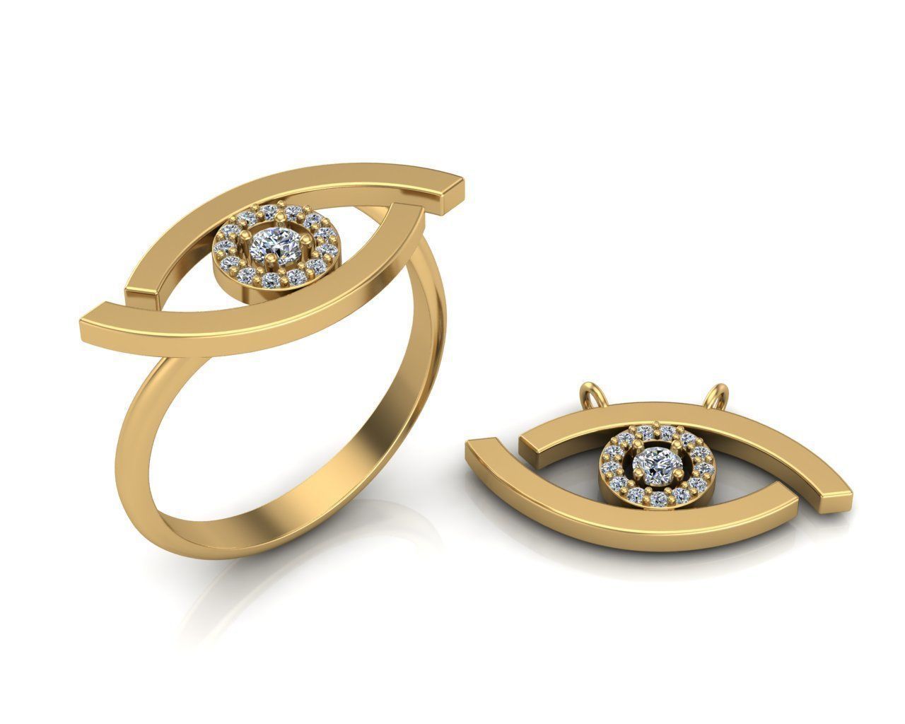Messika lucky eye ring and pendant collection 3D print model_5