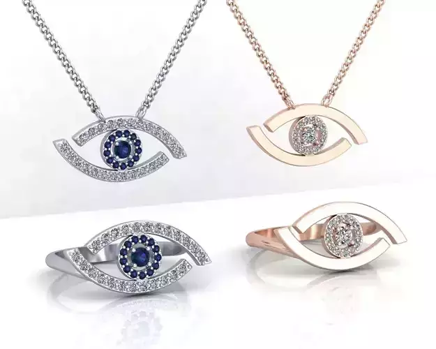 Messika lucky eye ring and pendant collection 3D print model