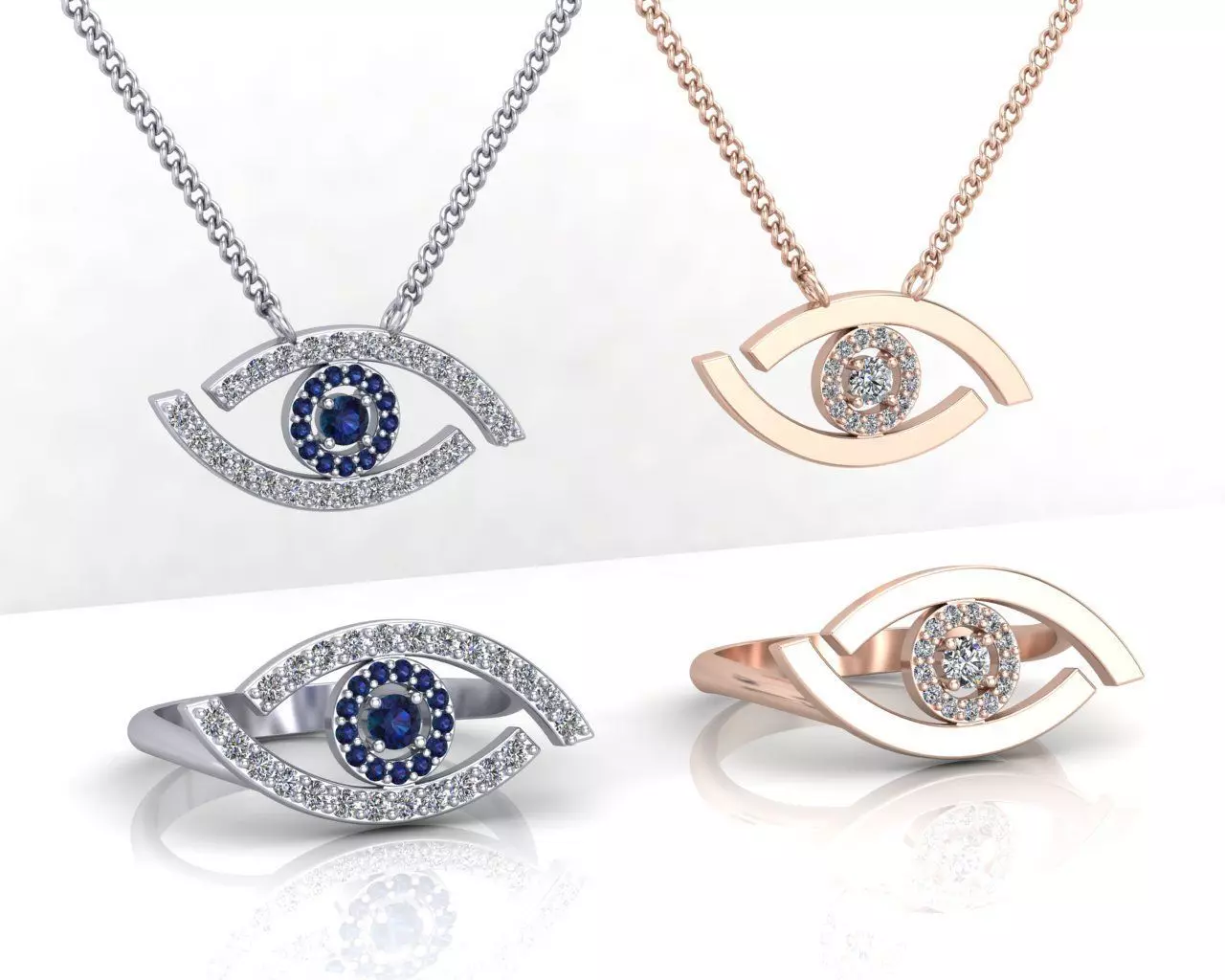 Messika lucky eye ring and pendant collection 3D print model_0