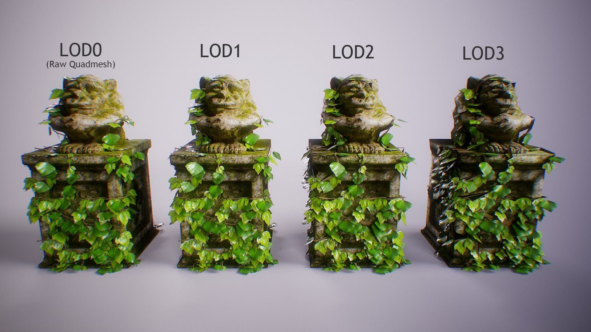 PBR Gargoyle Statue Collection Low-poly 3D model_56