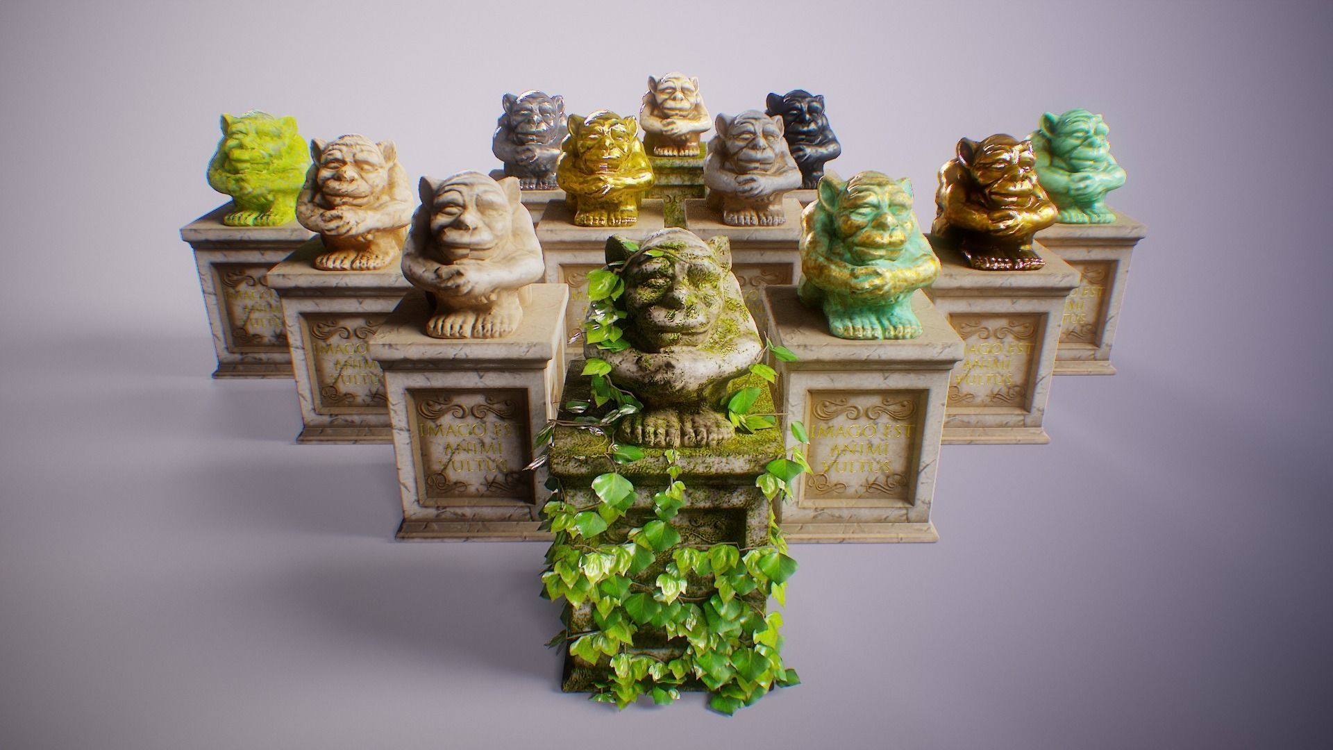 PBR Gargoyle Statue Collection Low-poly 3D model_57