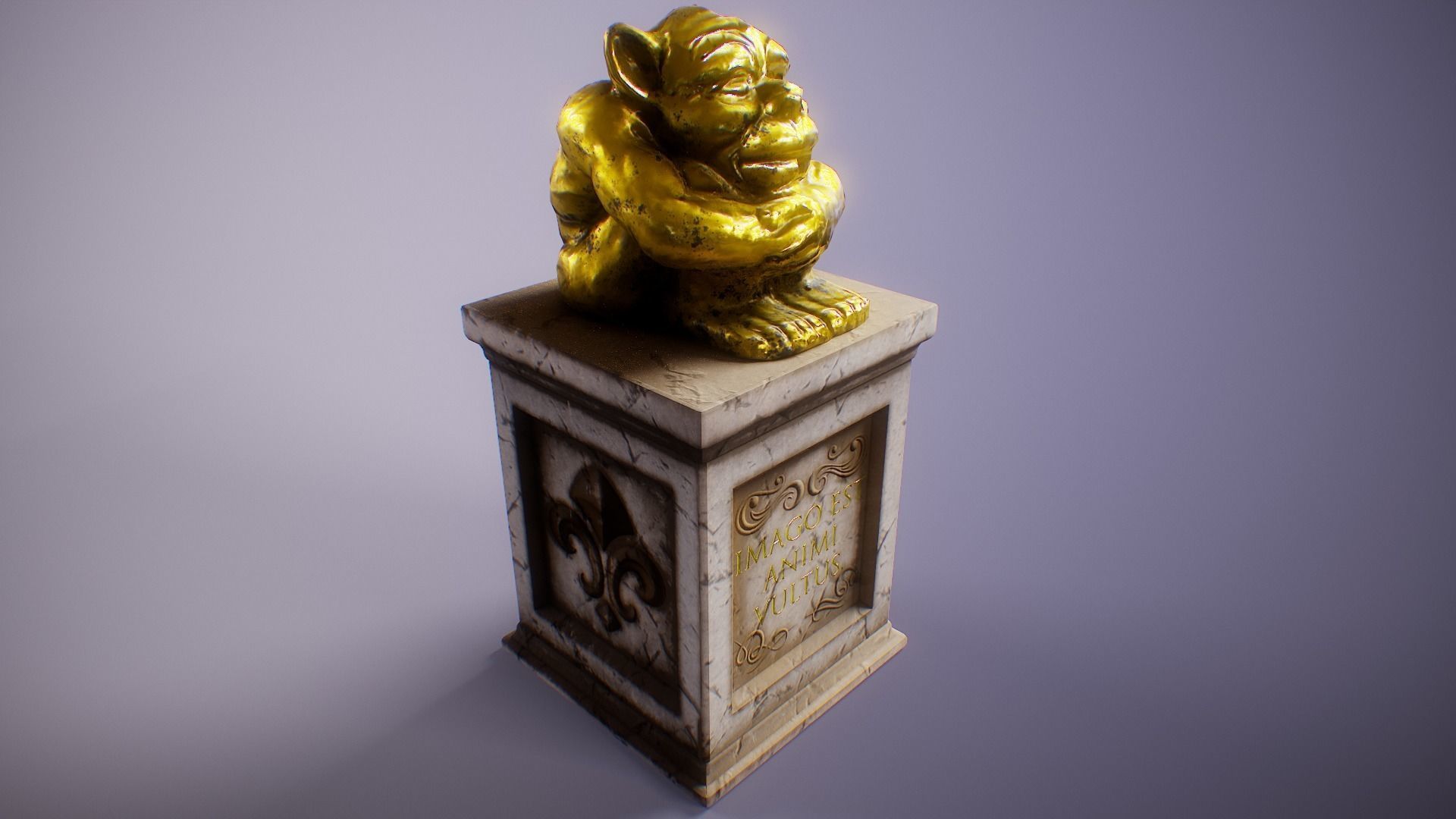PBR Gargoyle Statue Collection Low-poly 3D model_34