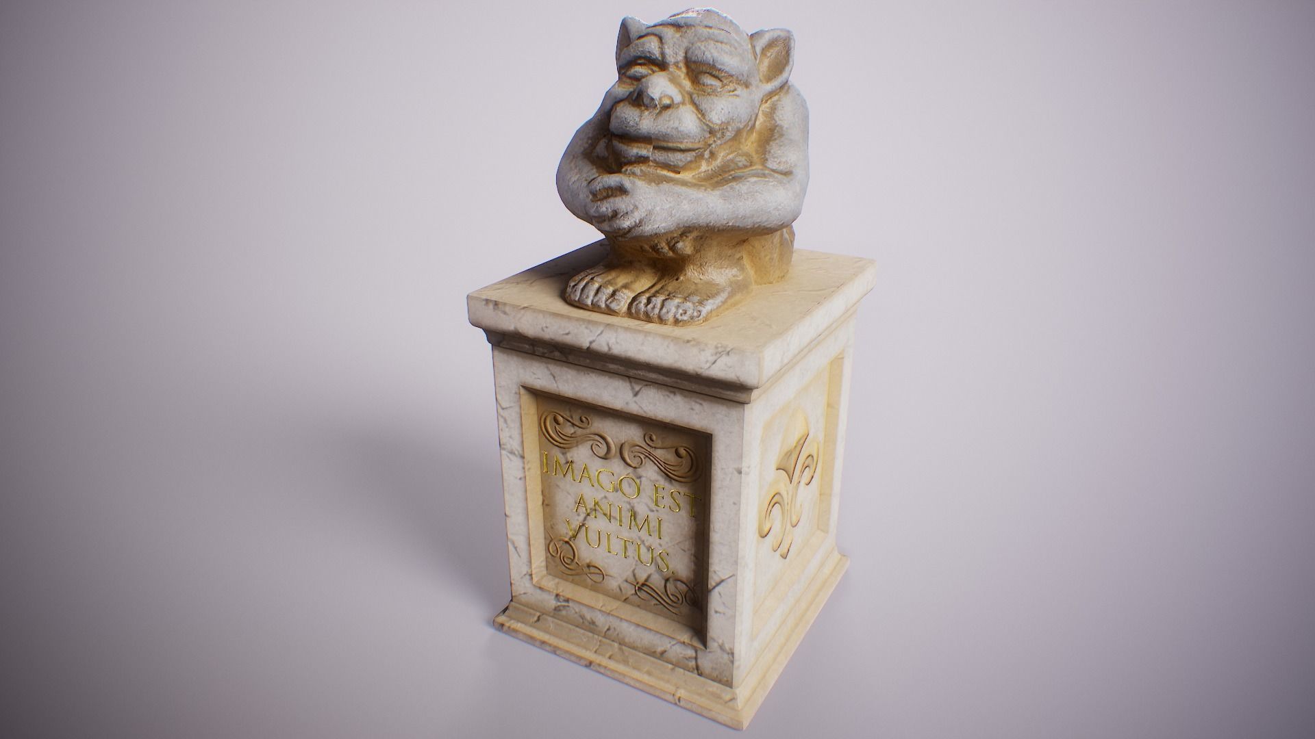 PBR Gargoyle Statue Collection Low-poly 3D model_33