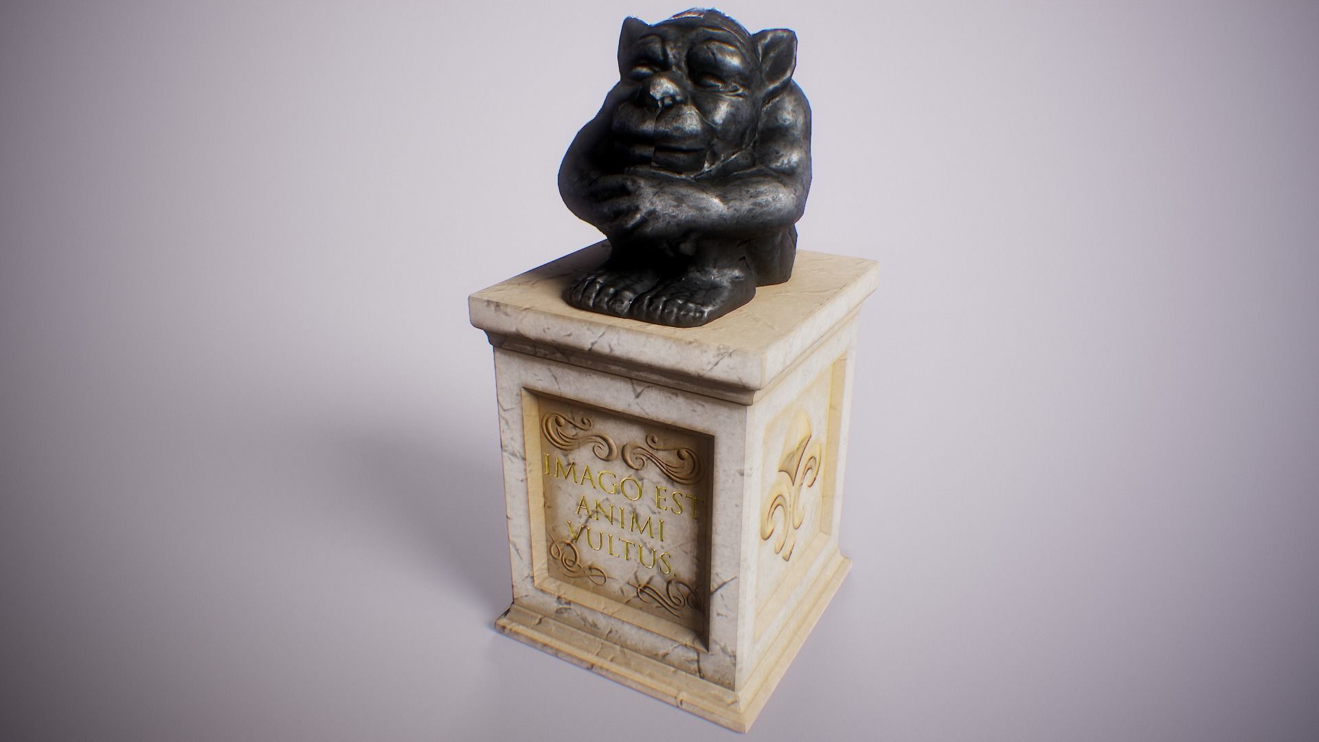 PBR Gargoyle Statue Collection Low-poly 3D model_17