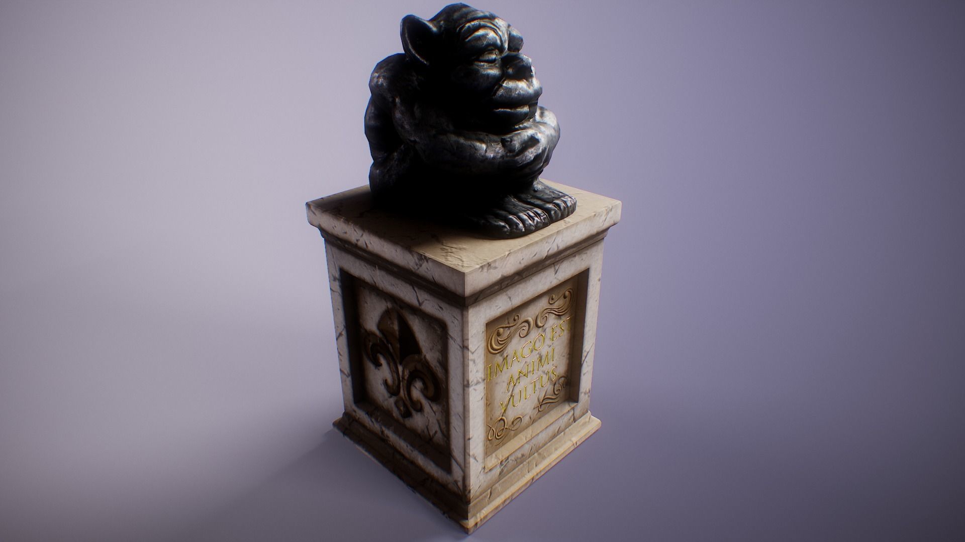 PBR Gargoyle Statue Collection Low-poly 3D model_14