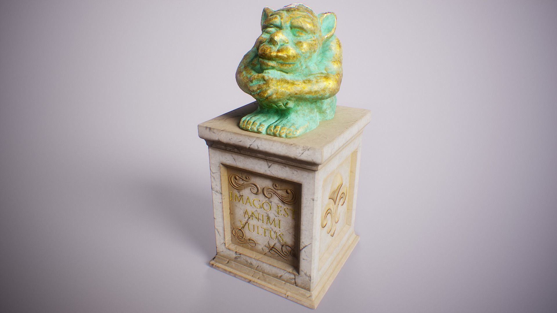 PBR Gargoyle Statue Collection Low-poly 3D model_25