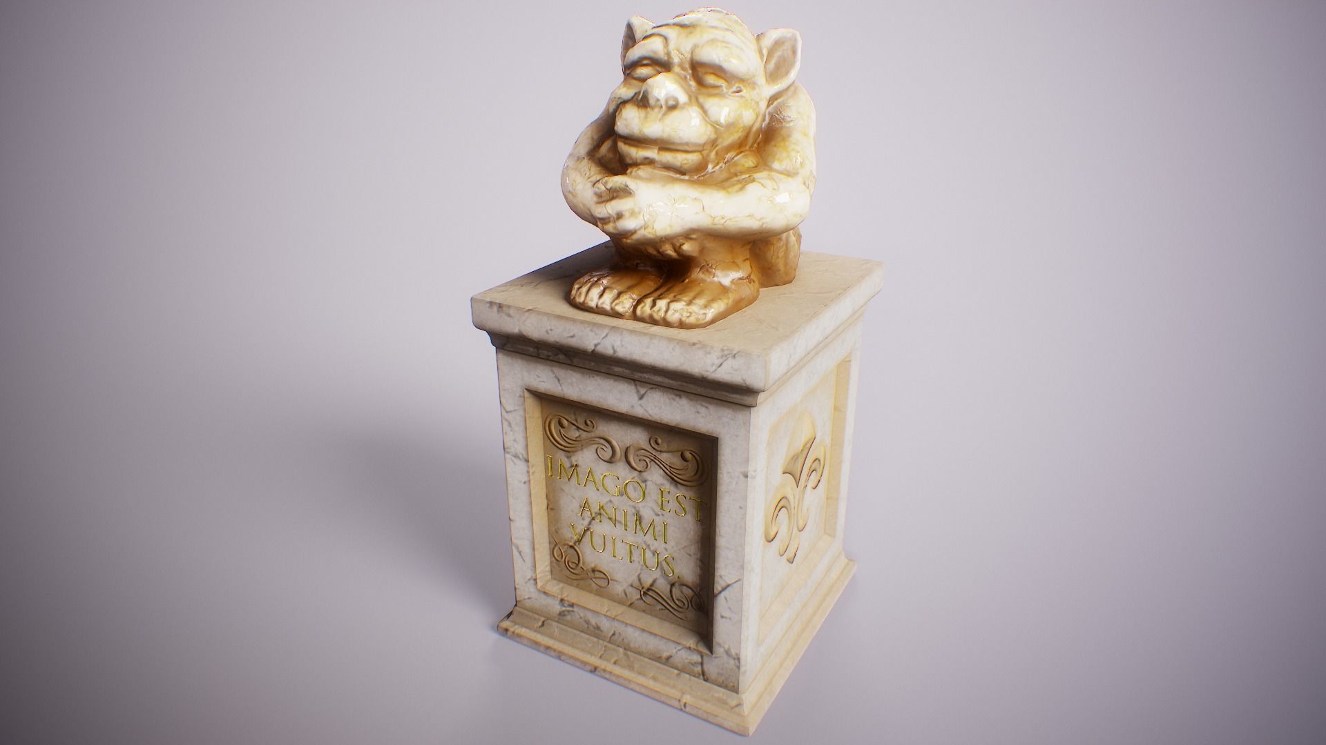 PBR Gargoyle Statue Collection Low-poly 3D model_53