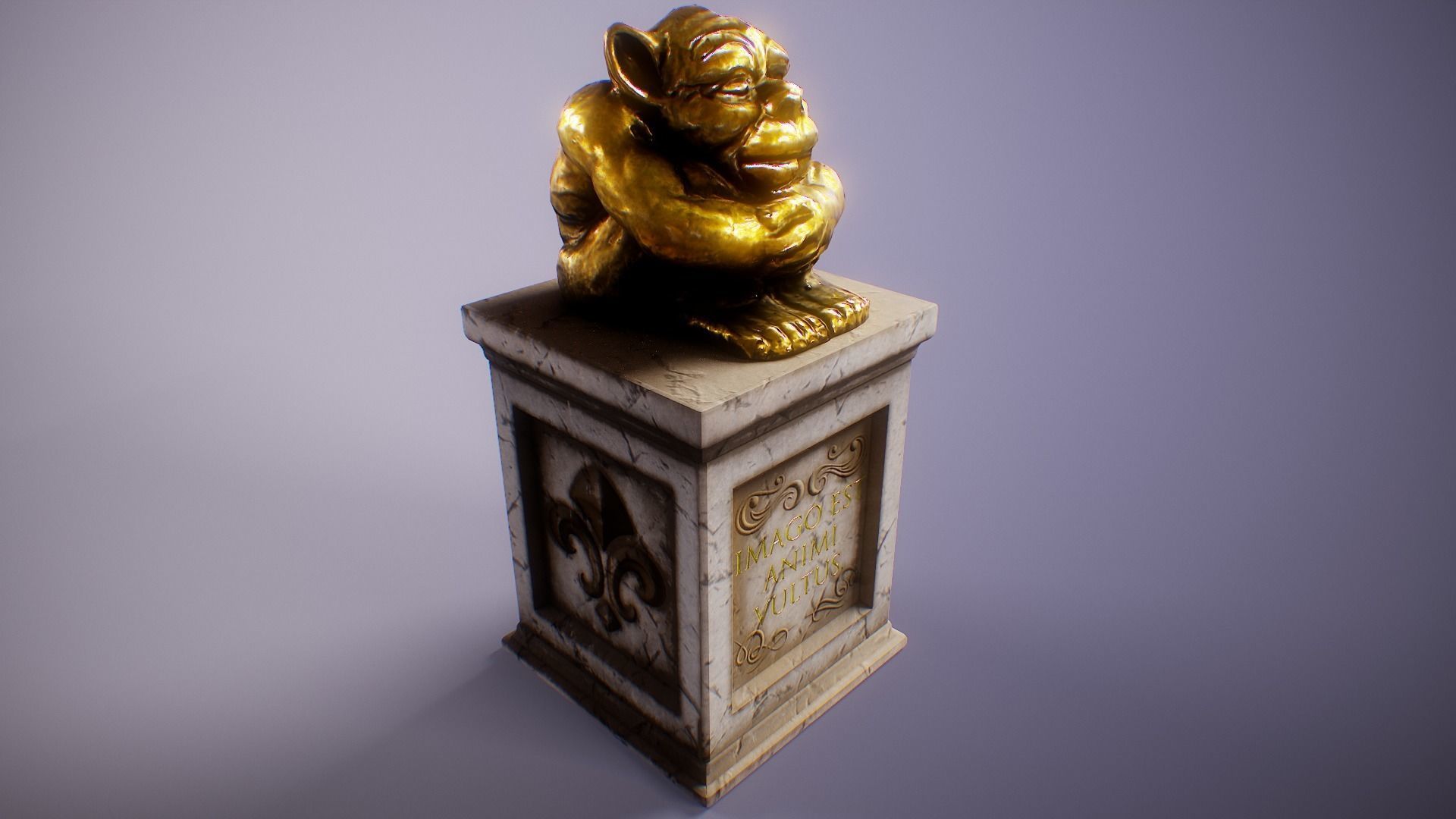 PBR Gargoyle Statue Collection Low-poly 3D model_10