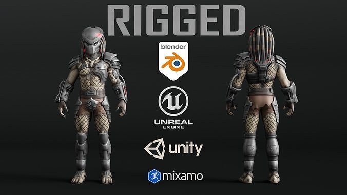 Predator RIGGED3D Character Model Low-poly 3D model