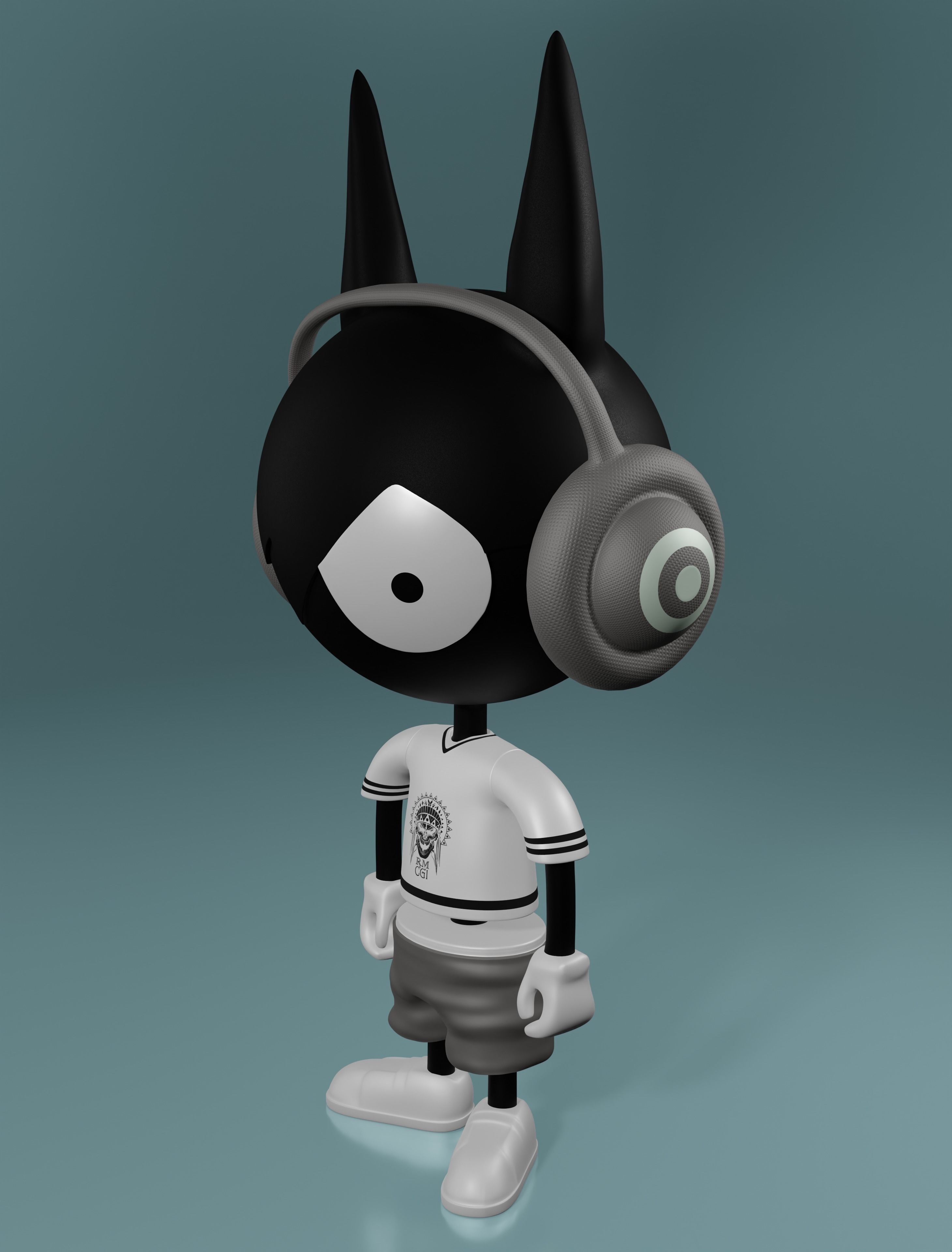 Sonic cartoon character wearing headphones Free 3D model_1