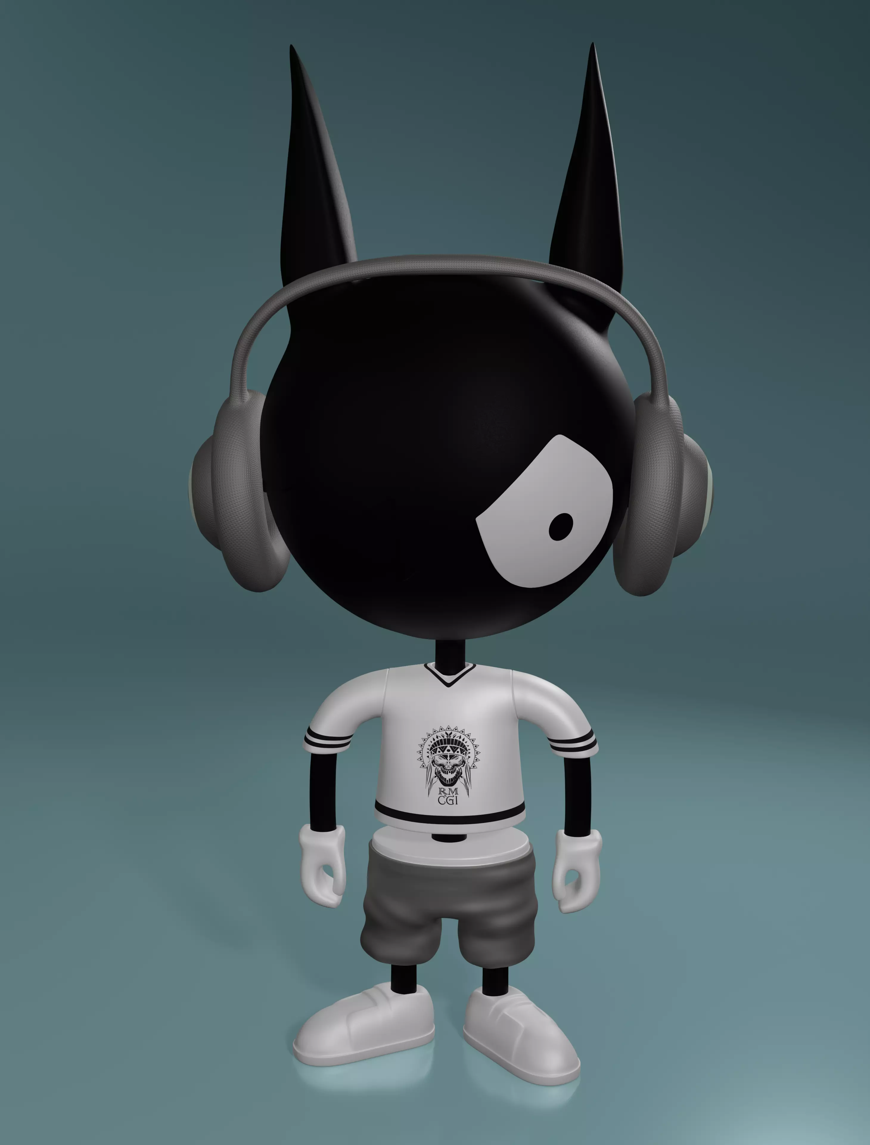 Sonic cartoon character wearing headphones Free 3D model_0