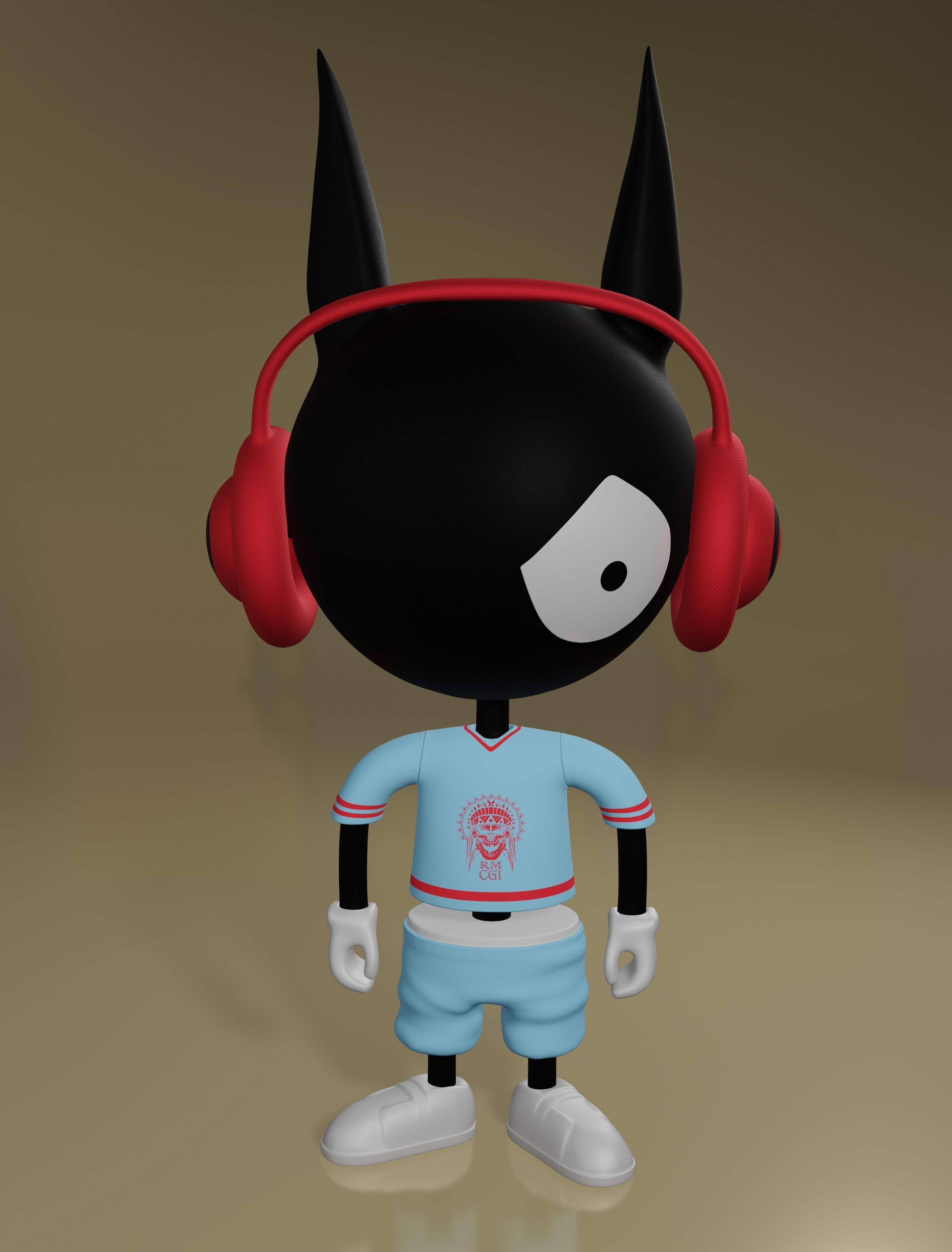 Sonic cartoon character wearing headphones Free 3D model_2