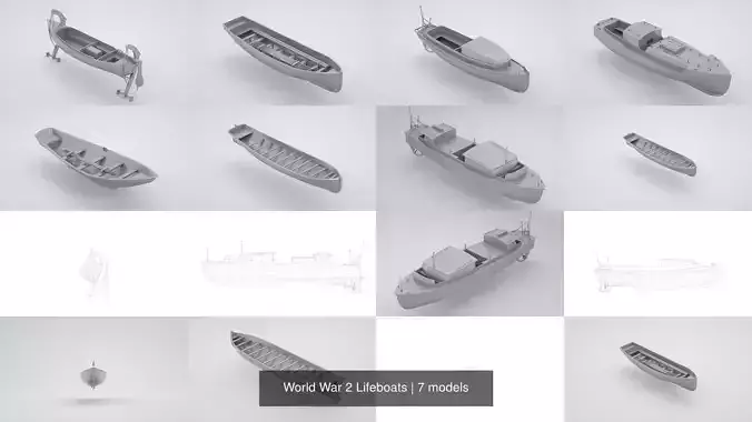 World War 2 Lifeboats 3D Model Collection