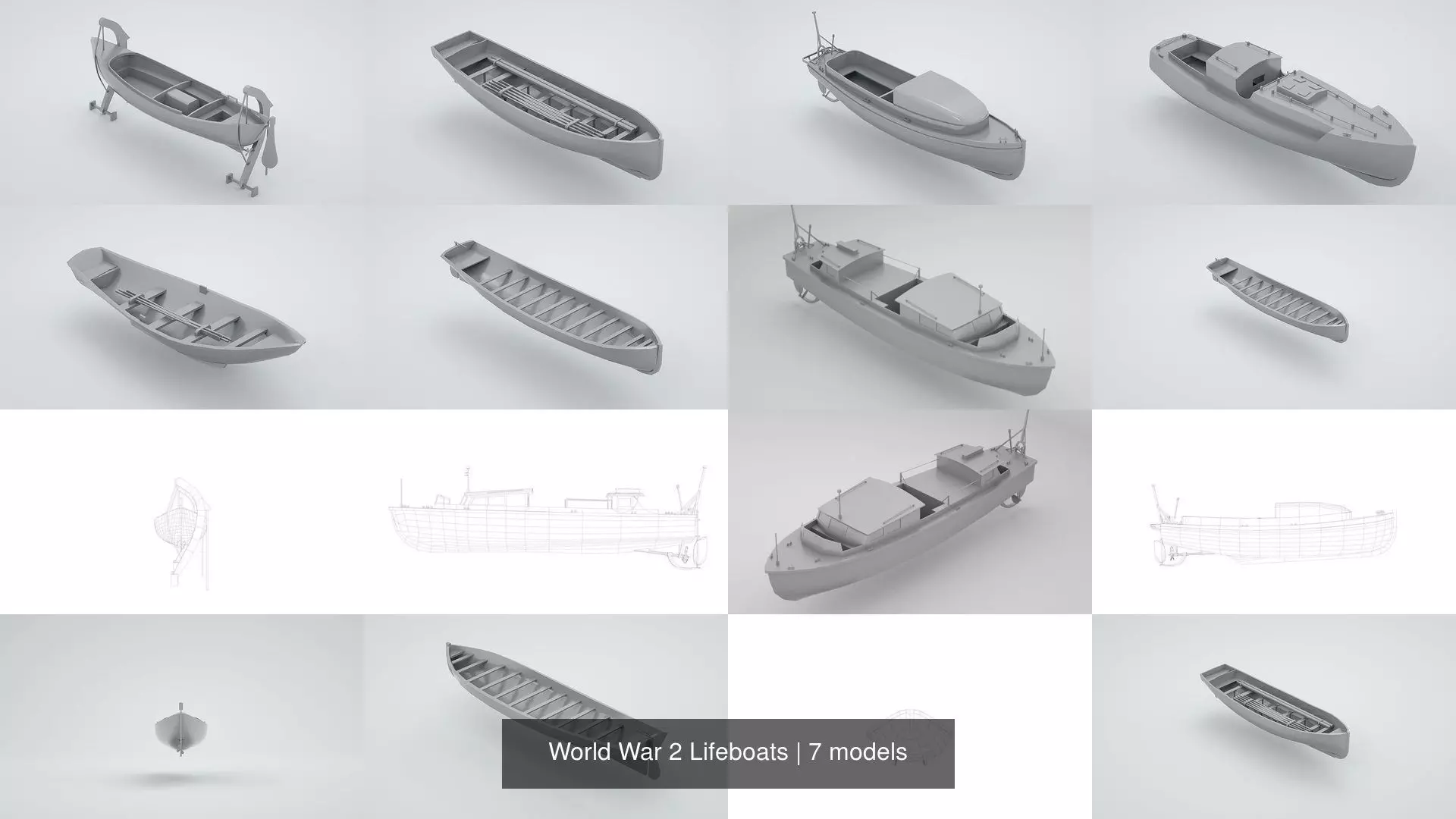 World War 2 Lifeboats 3D Model Collection_0