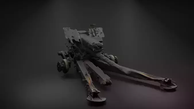 Destroyed Towed Howitzer D-30A 122mm Photoscan 3D model