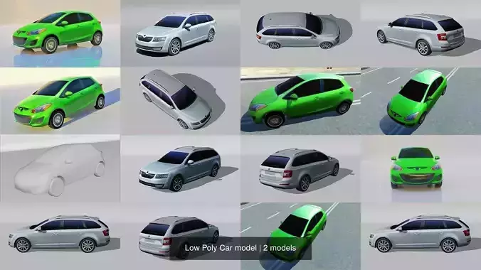 Low Poly Car model mazda micra hatchback 3D Model Collection