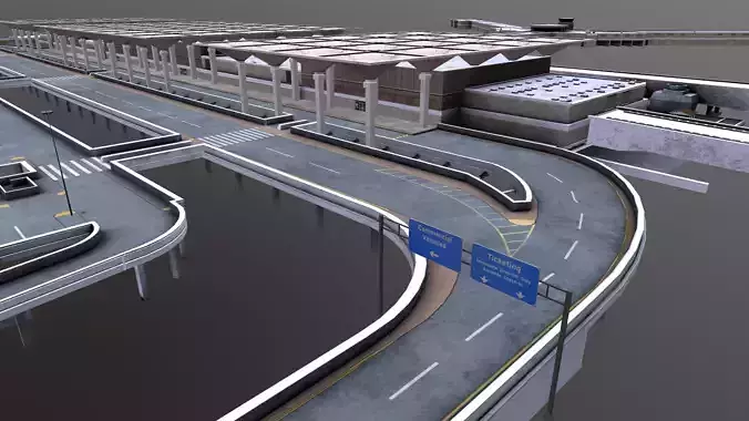 Memphis International Airport Terminal Parking lowpoly