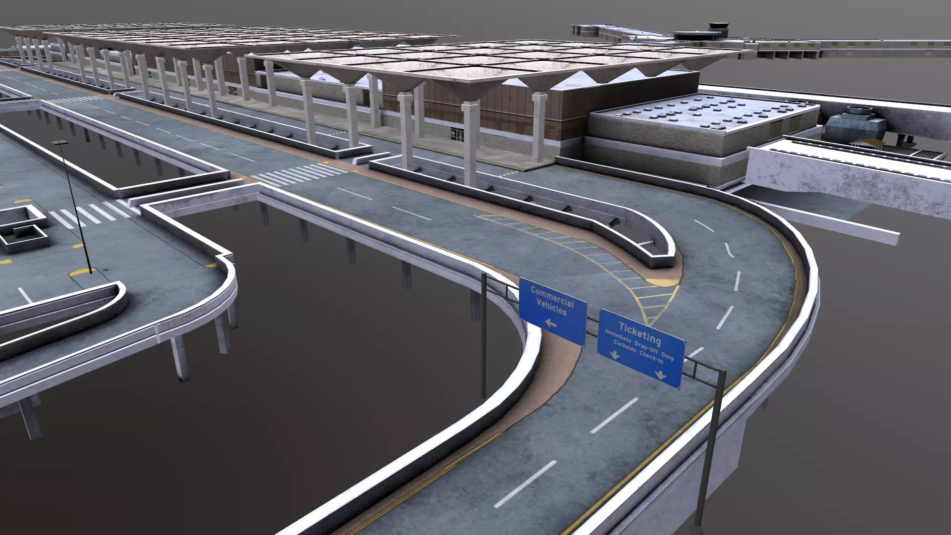 Memphis International Airport Terminal Parking lowpoly Low-poly 3D model