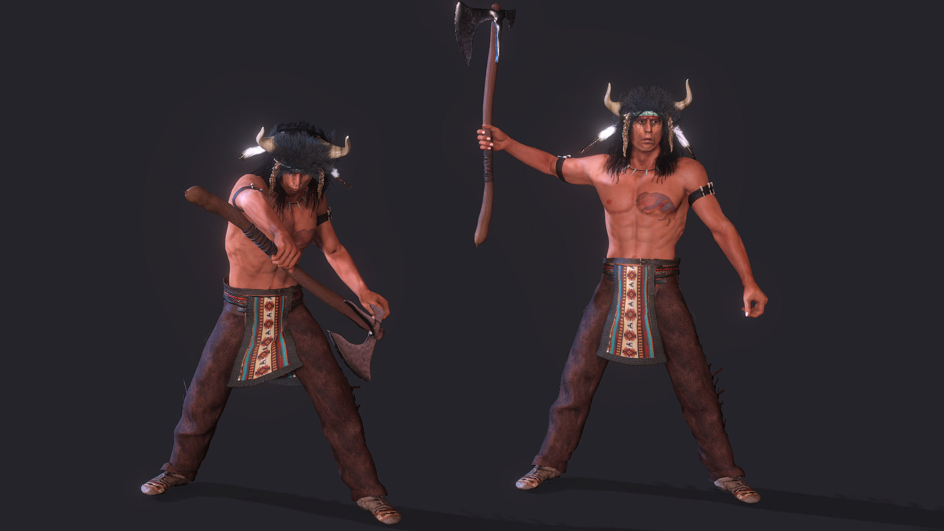 red indian High quality character full Rigged and Animated 3D model_6