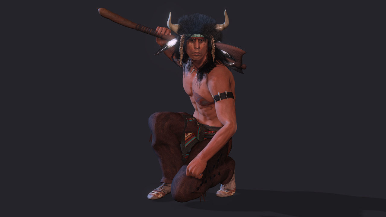 red indian High quality character full Rigged and Animated 3D model_9