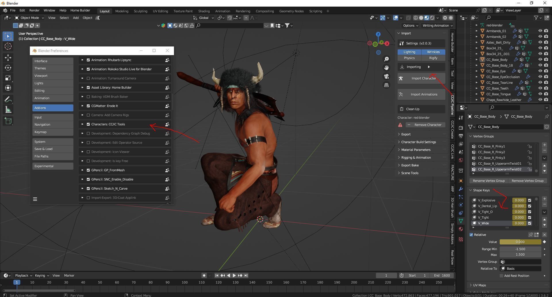 red indian High quality character full Rigged and Animated 3D model_4