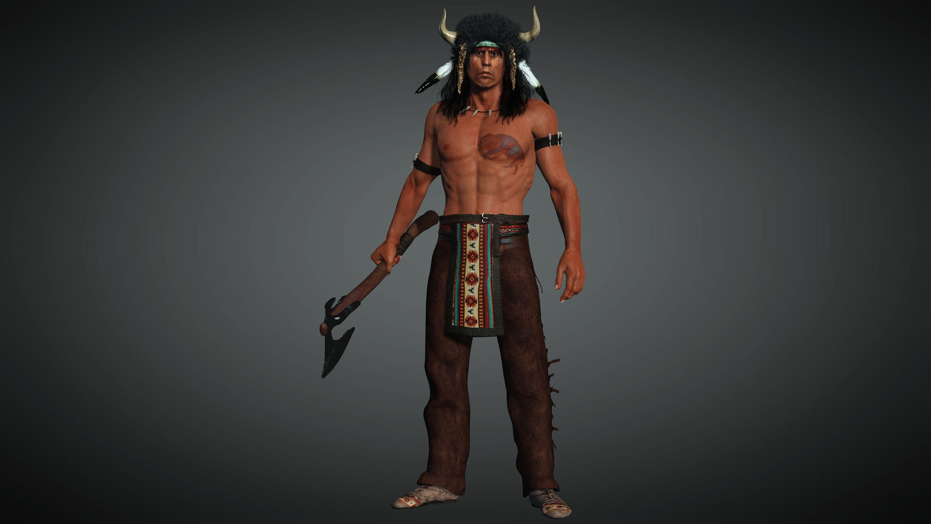 red indian High quality character full Rigged and Animated 3D model_7
