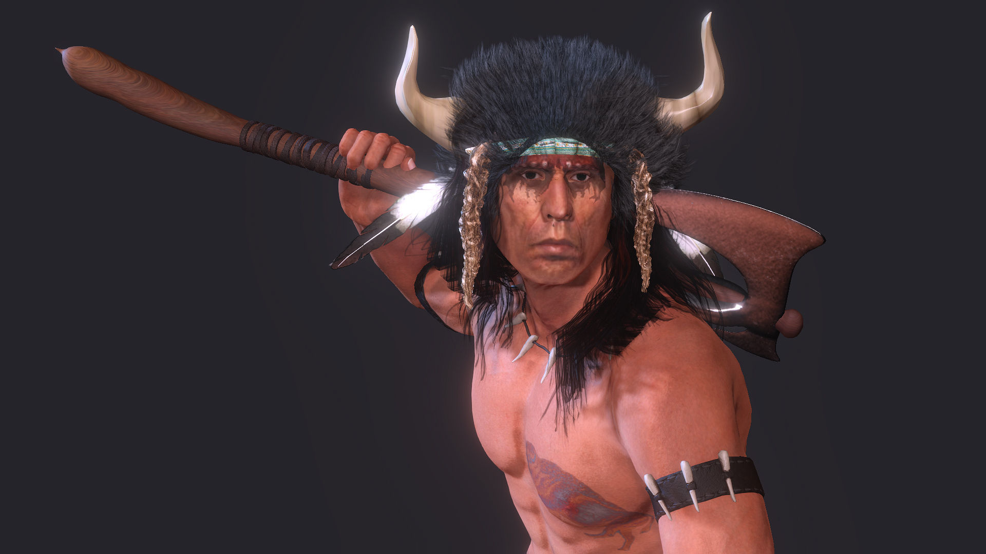 red indian High quality character full Rigged and Animated 3D model_3