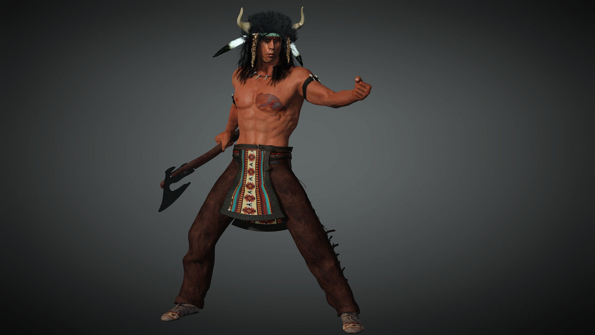 red indian High quality character full Rigged and Animated 3D model_5