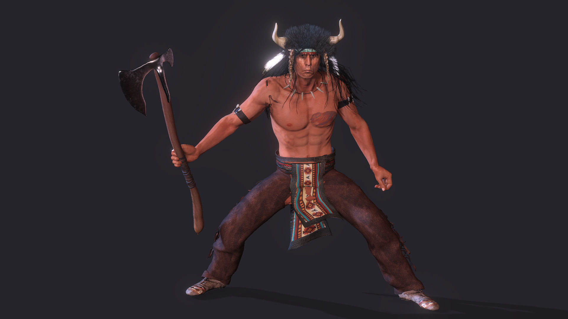red indian High quality character full Rigged and Animated 3D model_8