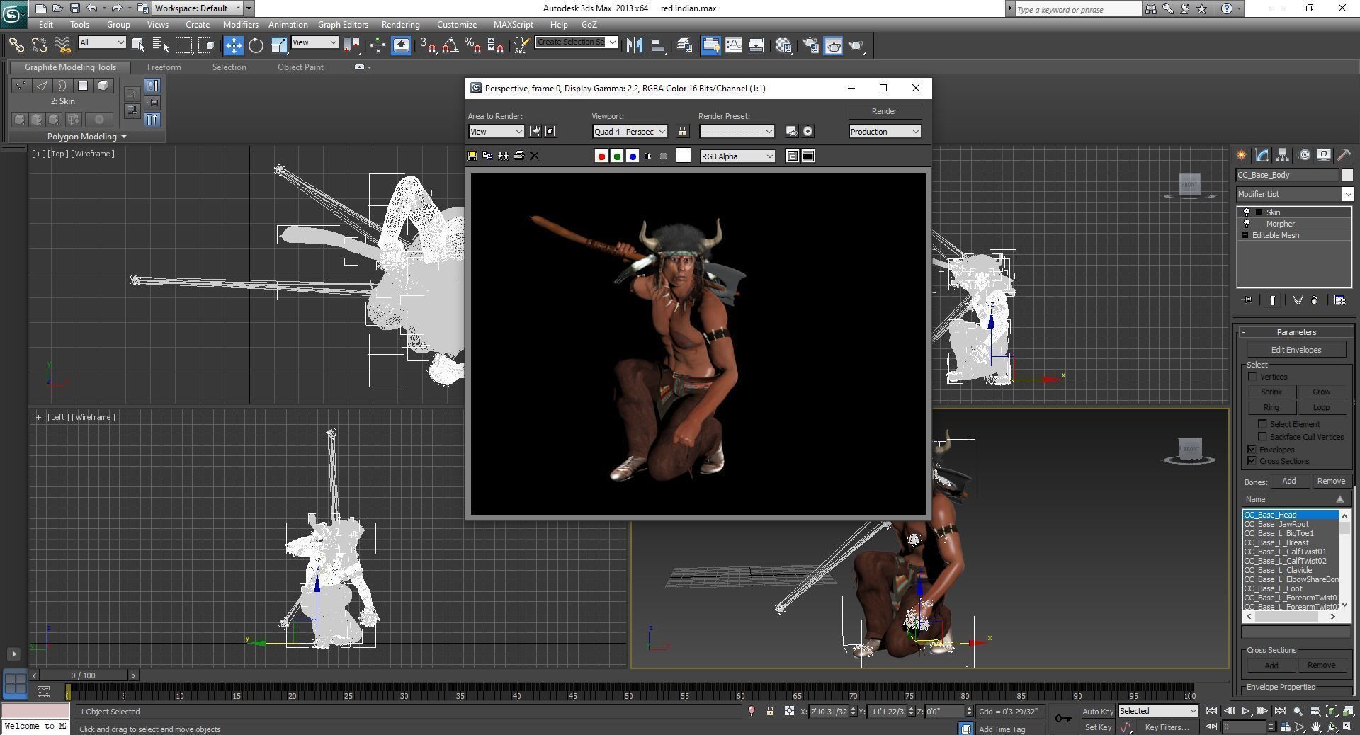red indian High quality character full Rigged and Animated 3D model_12