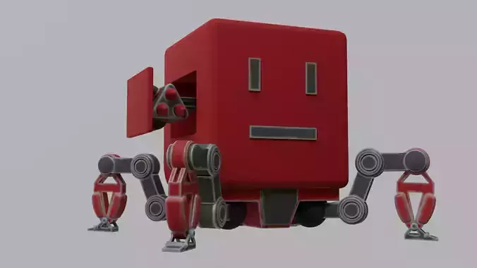 A little red robot  Low-poly 3D model