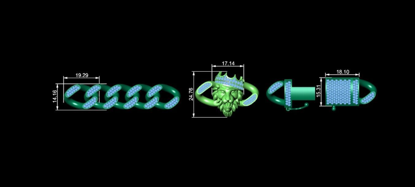 lion bracelet 3D print model_9