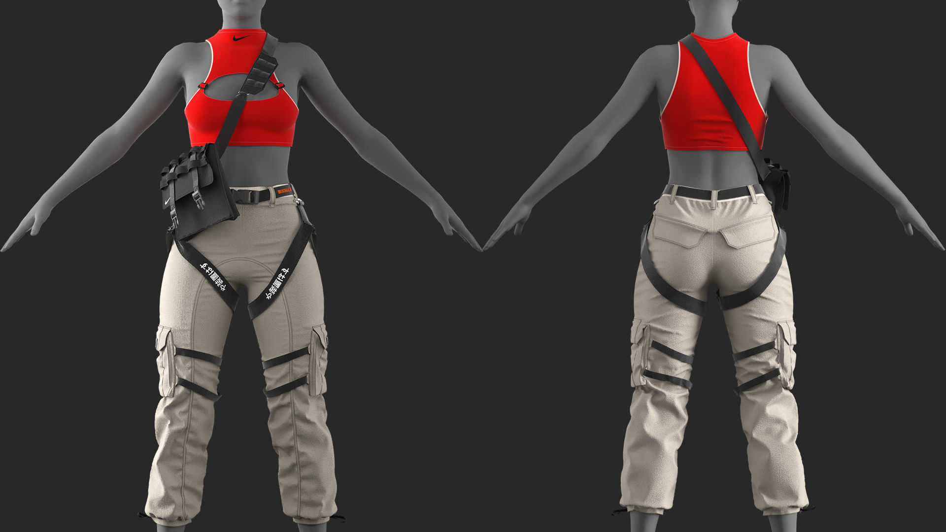 Girls Outfit 2 - Marvelous Designer with Video Process 3D model_3