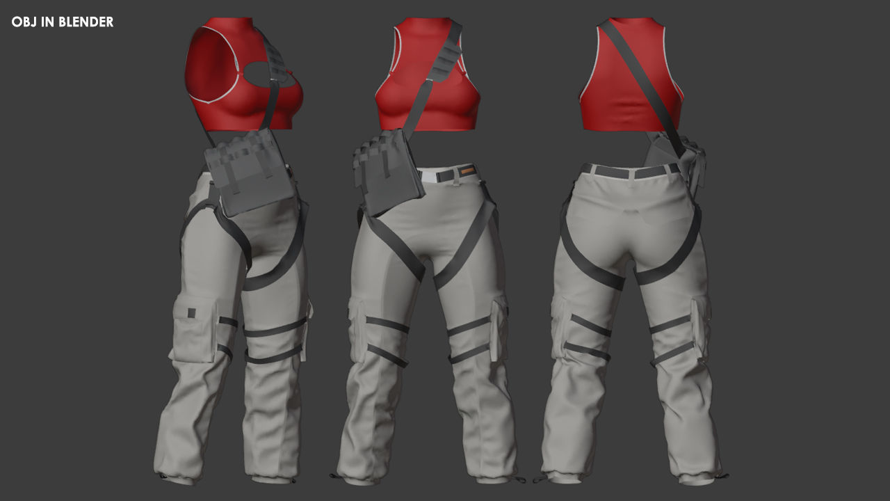 Girls Outfit 2 - Marvelous Designer with Video Process 3D model_8